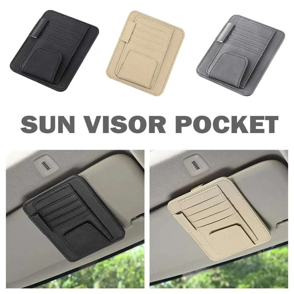 Auto Sonnenblenden Organizer aus langlebigem PU-Leder mit Brillenhalter