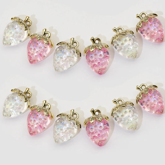 Rosa Erdbeere Charms 5er Set für DIY Schmuck Ohrring Armband
