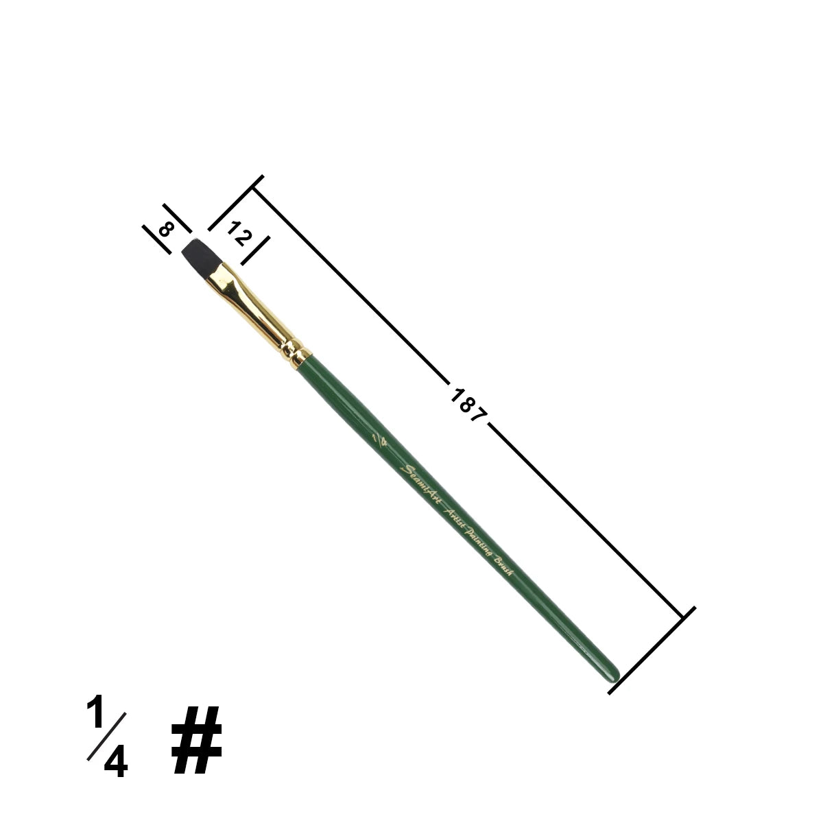 Flacher Künstlerpinsel aus Nylon mit kurzem Holzgriff für Aquarell Acryl