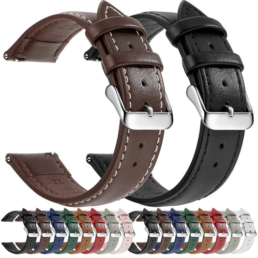 Echtleder Uhrenarmband Schnellverschluss 18/20/22mm für viele Smartwatches
