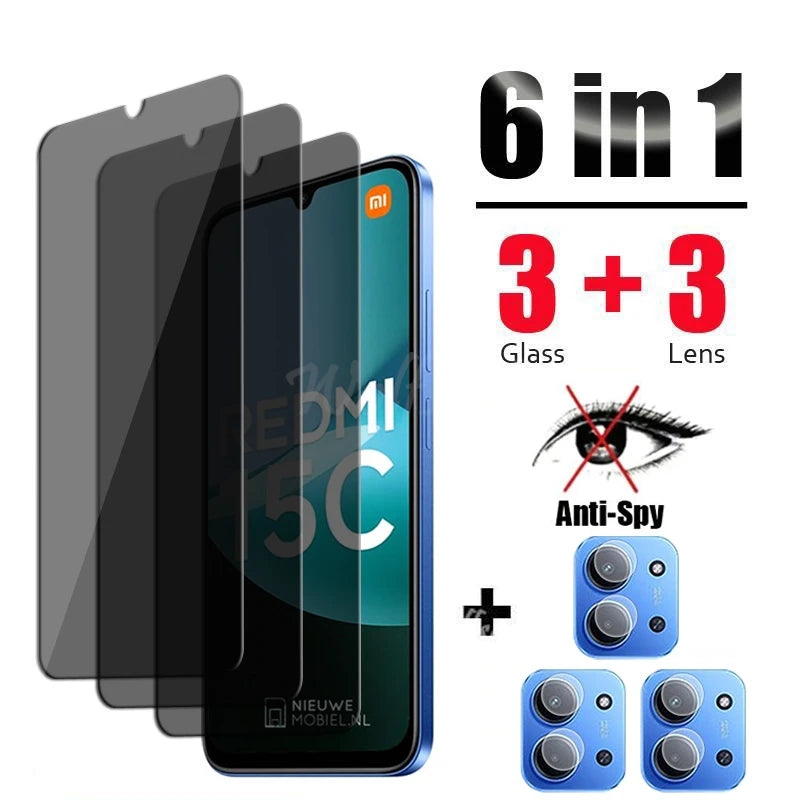 Anti Spy Displayschutzfolie 9H für Redmi 15C mit Privatsphäre Schutz