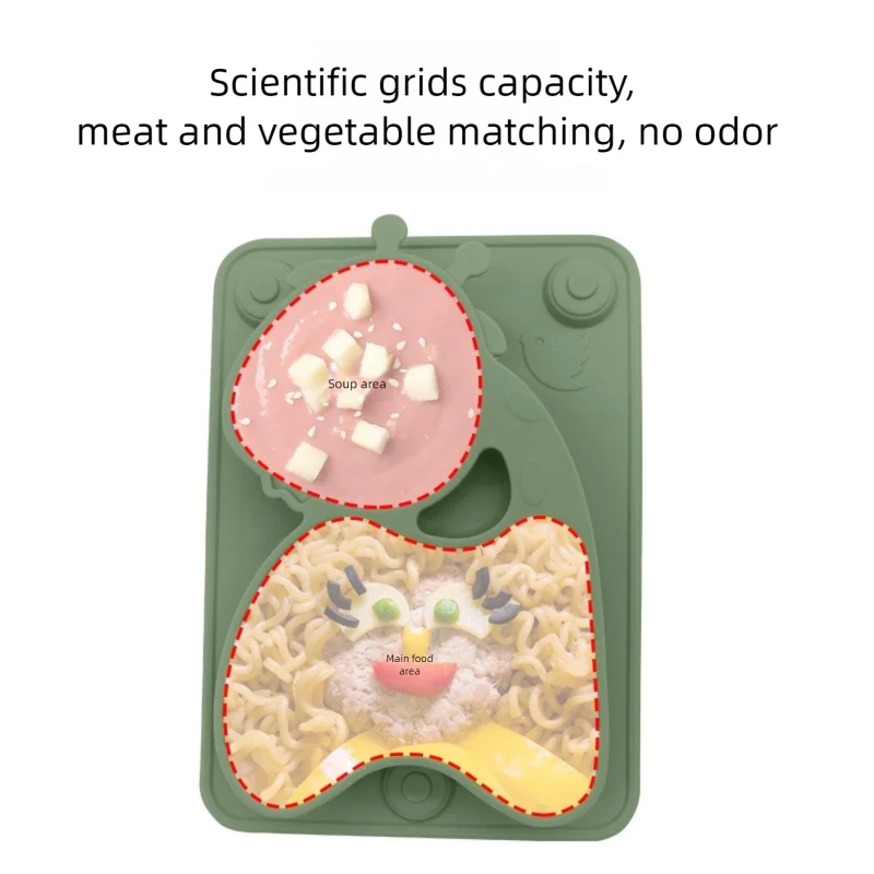 Geteilter Silikonteller für Kinder mit niedlichem Giraffen Motiv BPA frei