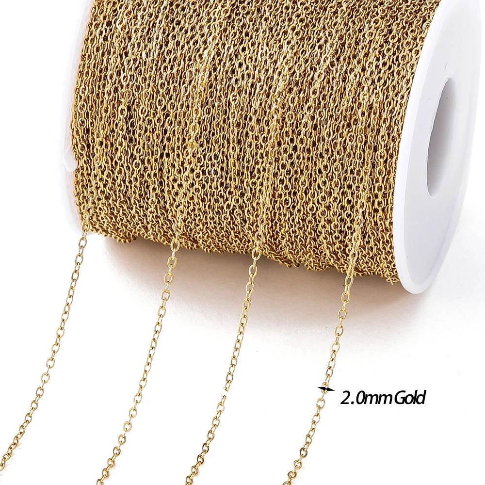 Langlebige Edelstahlkette goldfarben mit Perlen für DIY Schmuck