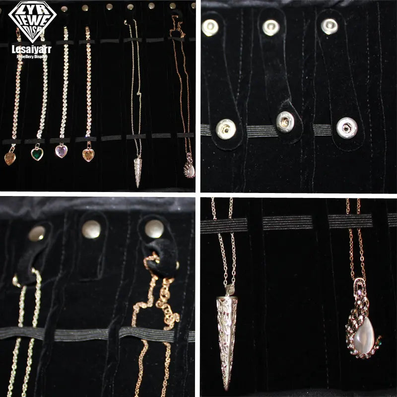 Praktische Samt Schmuckrolle für Ketten & Armbänder Reiseorganizer