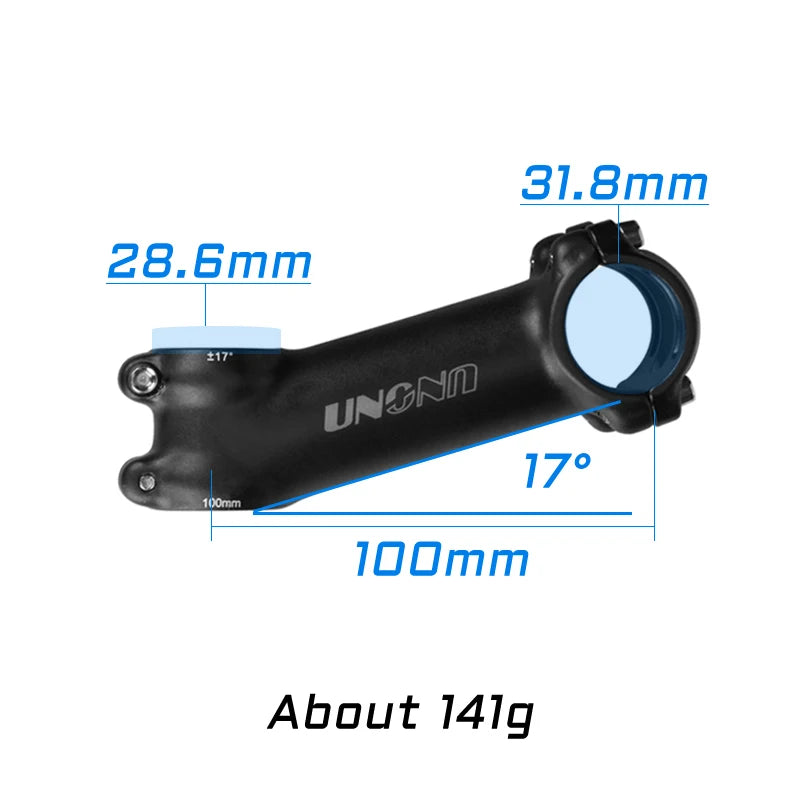 Ultraleichter Fahrradvorbau 31,8 mm, 28,6° Neigung – in verschiedenen Längen