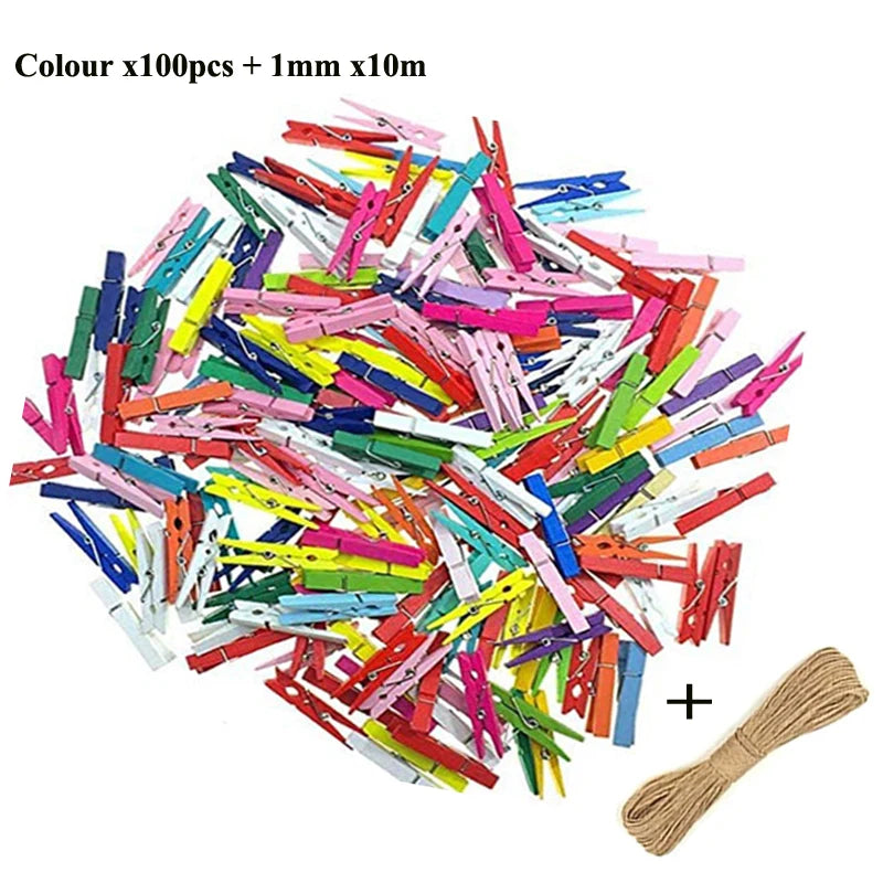 Mini 25mm Holzclips für Fotos & Deko – 50 oder 100 Stück Natur/Mix