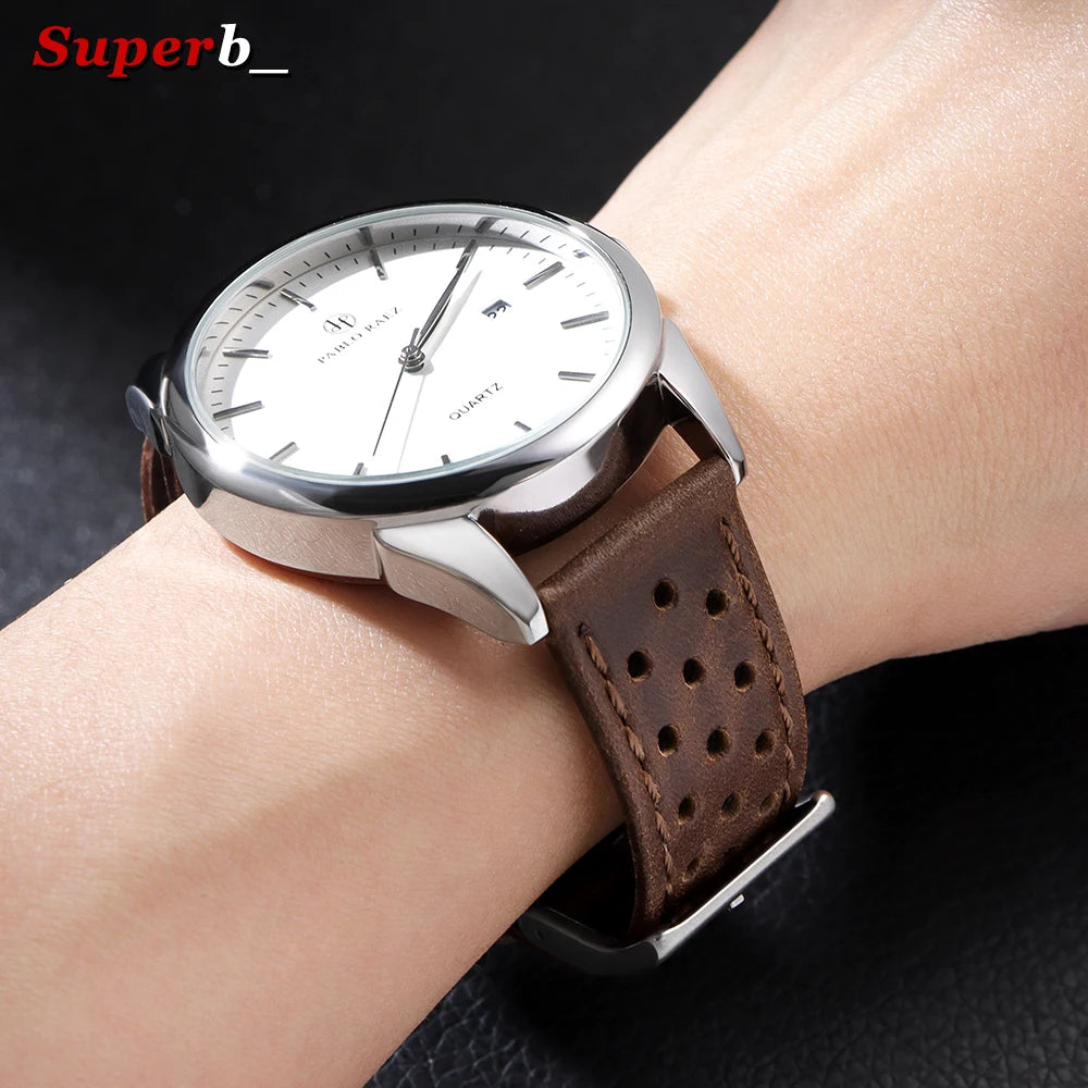 Vintage Uhrenarmband aus echtem Rindsleder in drei Breiten