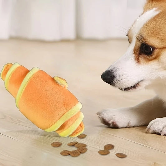 Plüsch-Croissant-Hundespielzeug für kleine bis mittelgroße Hunde ohne Batterien - Yabubest - Home & More