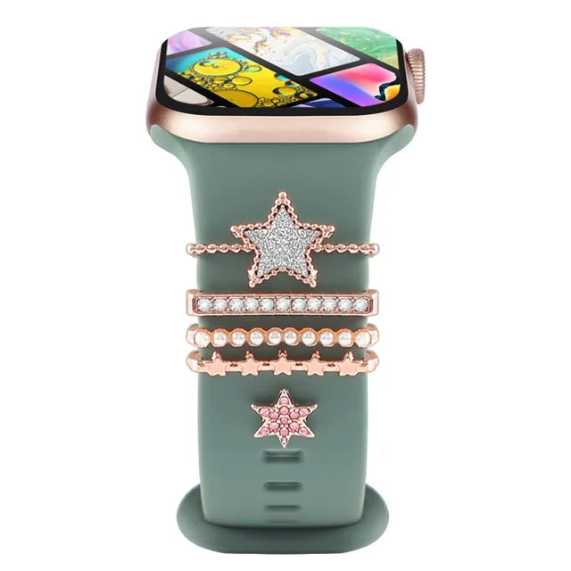 Dekoration für Apple Watch Band Ultra2 10 9 8 Diamant Schmuck Armband Zubehör für Samsung/Huawei Uhr 20/22mm Armband Charms-Yabubest - Home & More