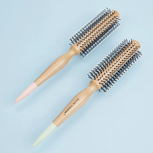 Runder Haarbürste mit Holzgriff natürliche Nylonborsten für sanftes Styling