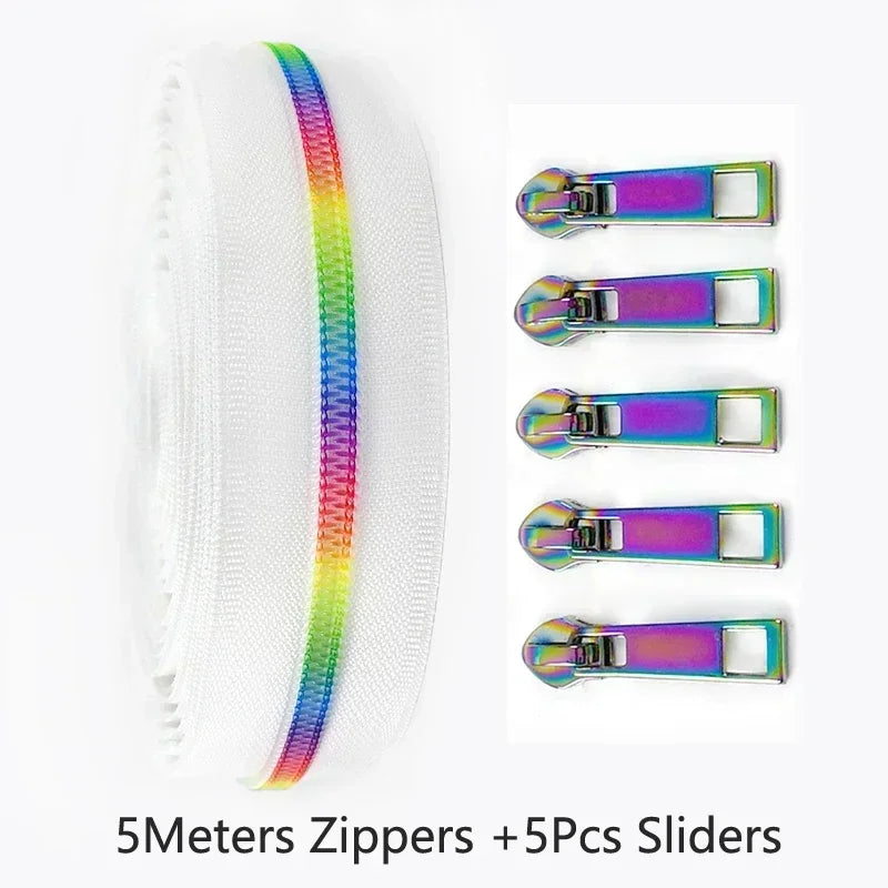 Nylon Reißverschlussband & Schieber Set 5m für Reparaturen Kleidung Taschen #5