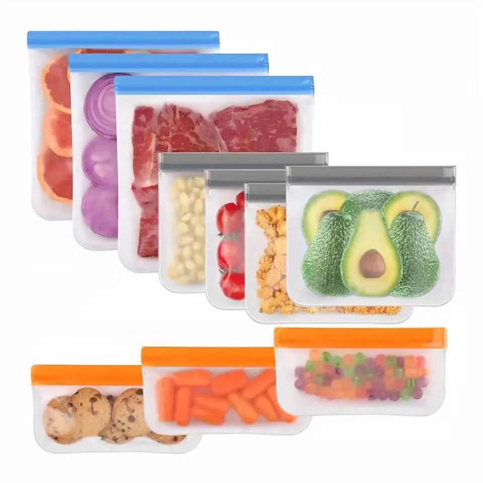 5 oder 10 Stück Silikon Aufbewahrungsbeutel auslaufsicher mit Druckverschluss