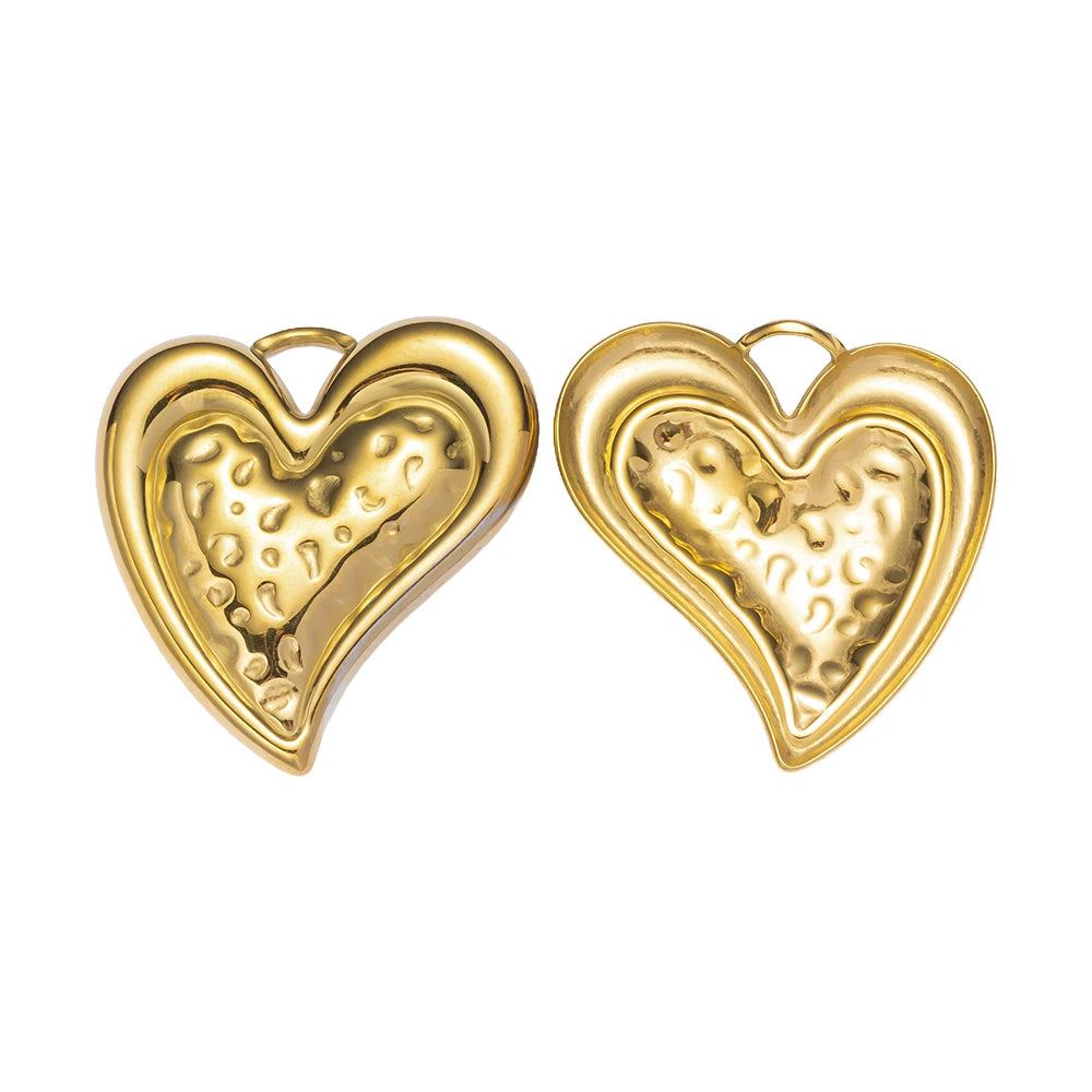 2 Stück goldene Edelstahl Herz Blatt Charms für DIY Schmuckherstellung
