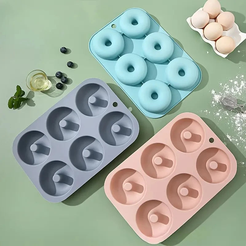 6 Löcher Silikon Backform Antihaft Donut Formen für Muffins und Cupcakes