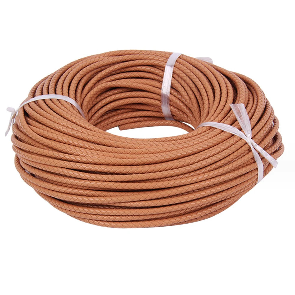 Buntes geflochtenes Echtleder-Armband, 2 Meter, 3-6 mm-Yabubest - Home & More