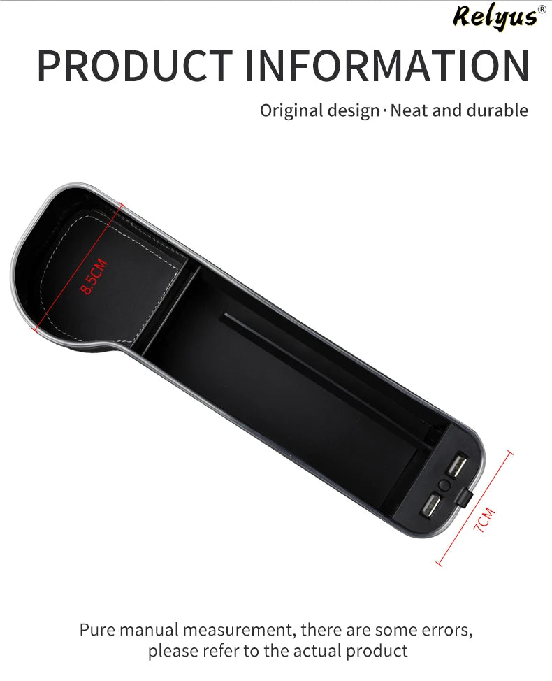 Auto Sitz Spalt Organizer mit USB Ladefunktion & Atmosphäre Lampe