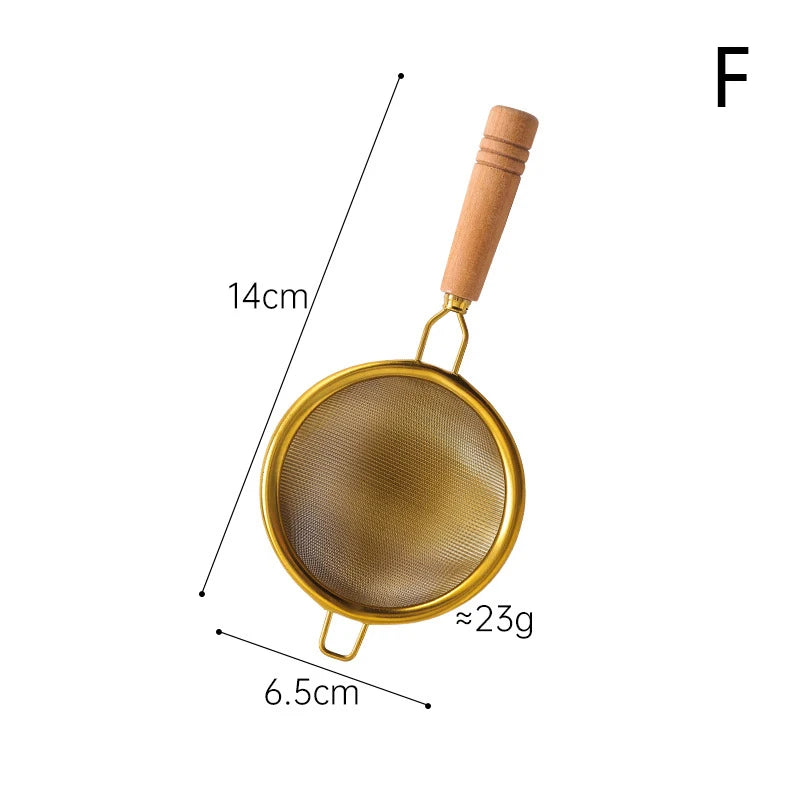 Edelstahl Teesieb mit langem Holzgriff Wiederverwendbarer Tee Filter