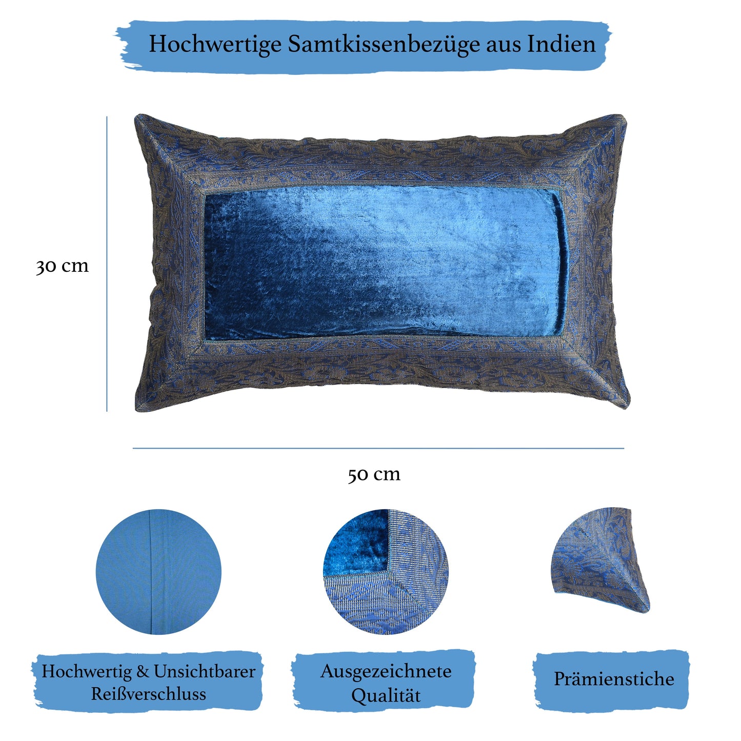 Orientalischer Kissenbezug 30x50 aus Brokat Samt und Baumwolle-Aga's Own