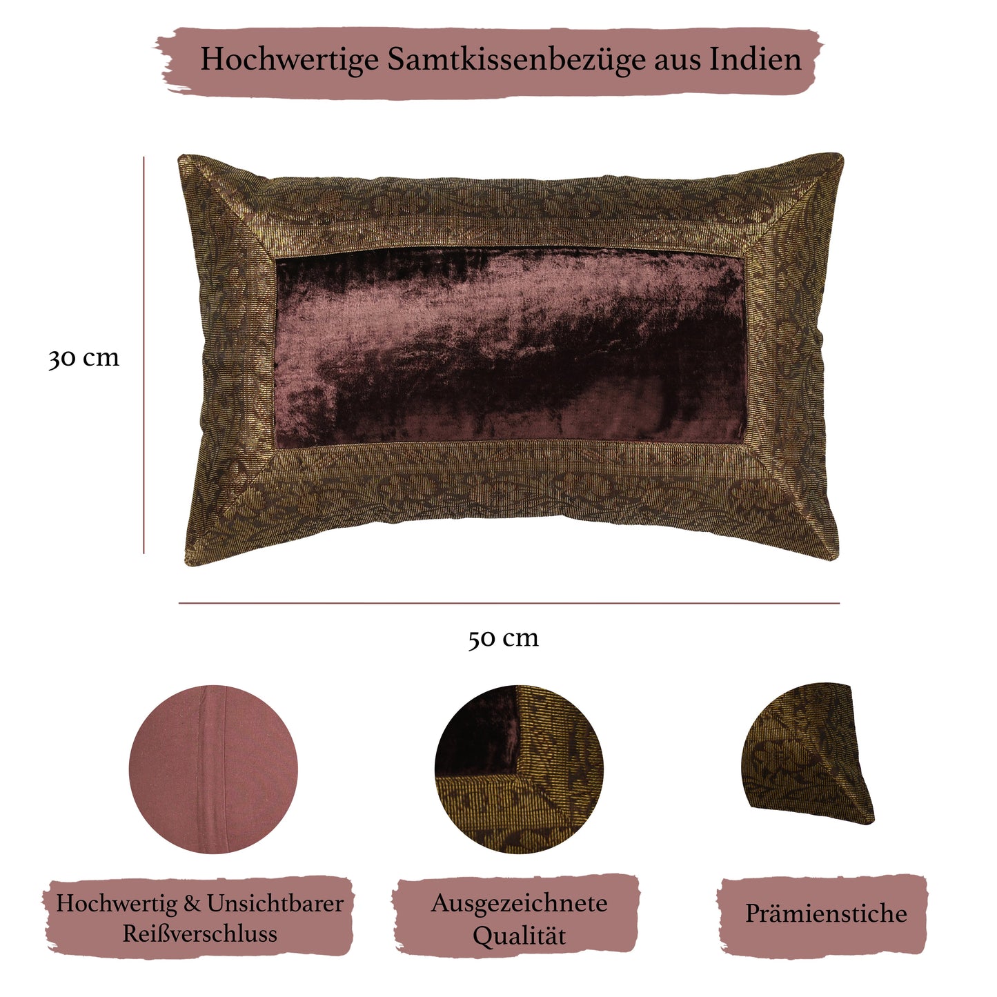Orientalischer Kissenbezug 30x50 aus Brokat Samt und Baumwolle-Aga's Own