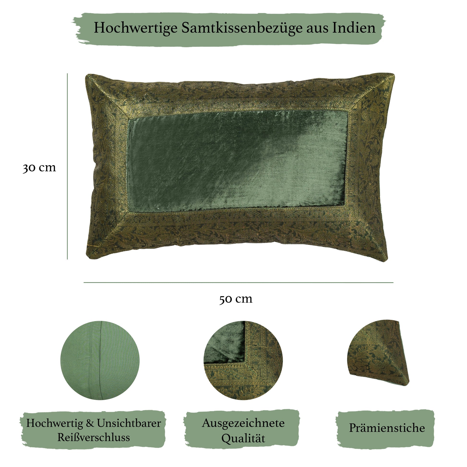 Orientalischer Kissenbezug 30x50 aus Brokat Samt und Baumwolle-Aga's Own