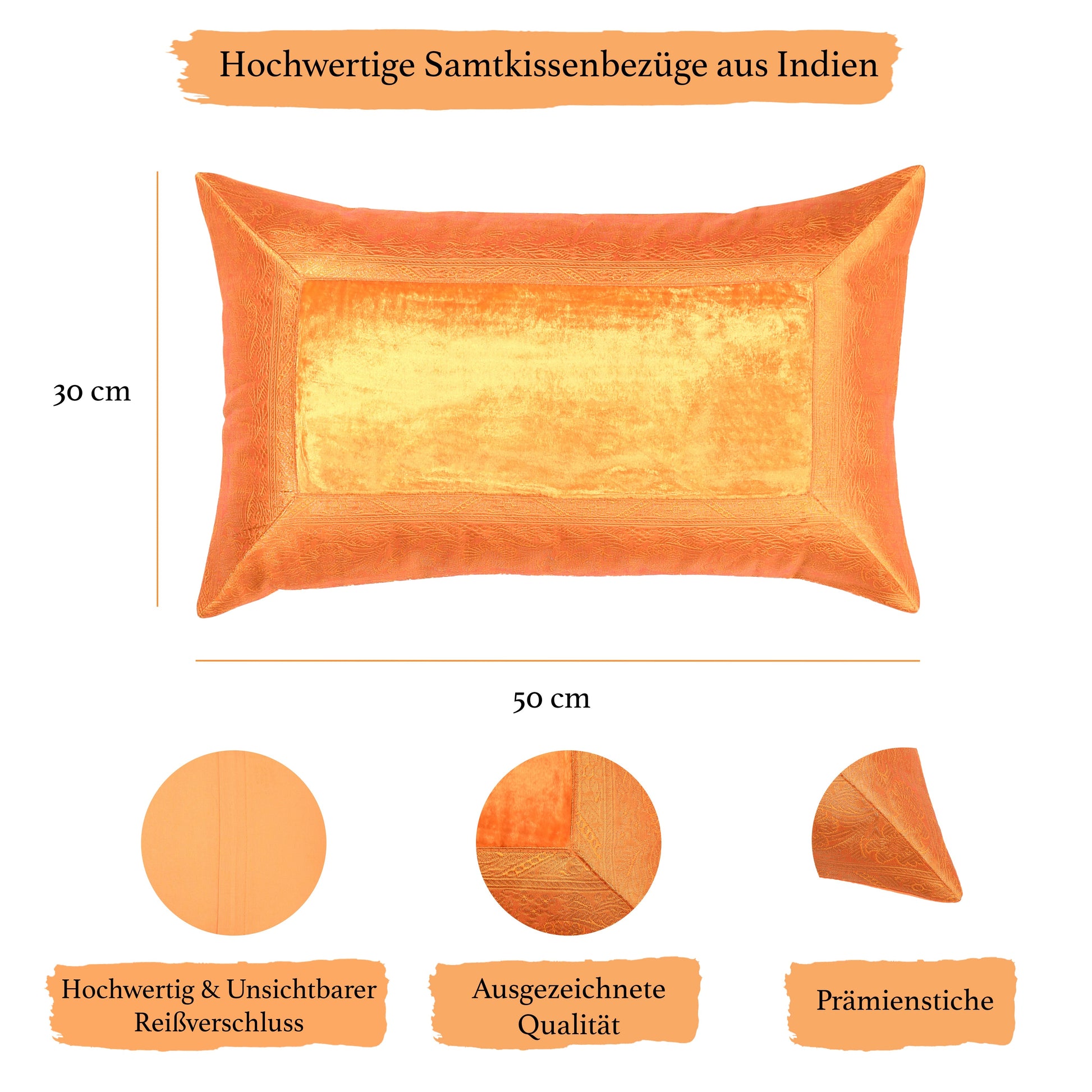 Orientalischer Kissenbezug 30x50 aus Brokat Samt und Baumwolle-Aga's Own