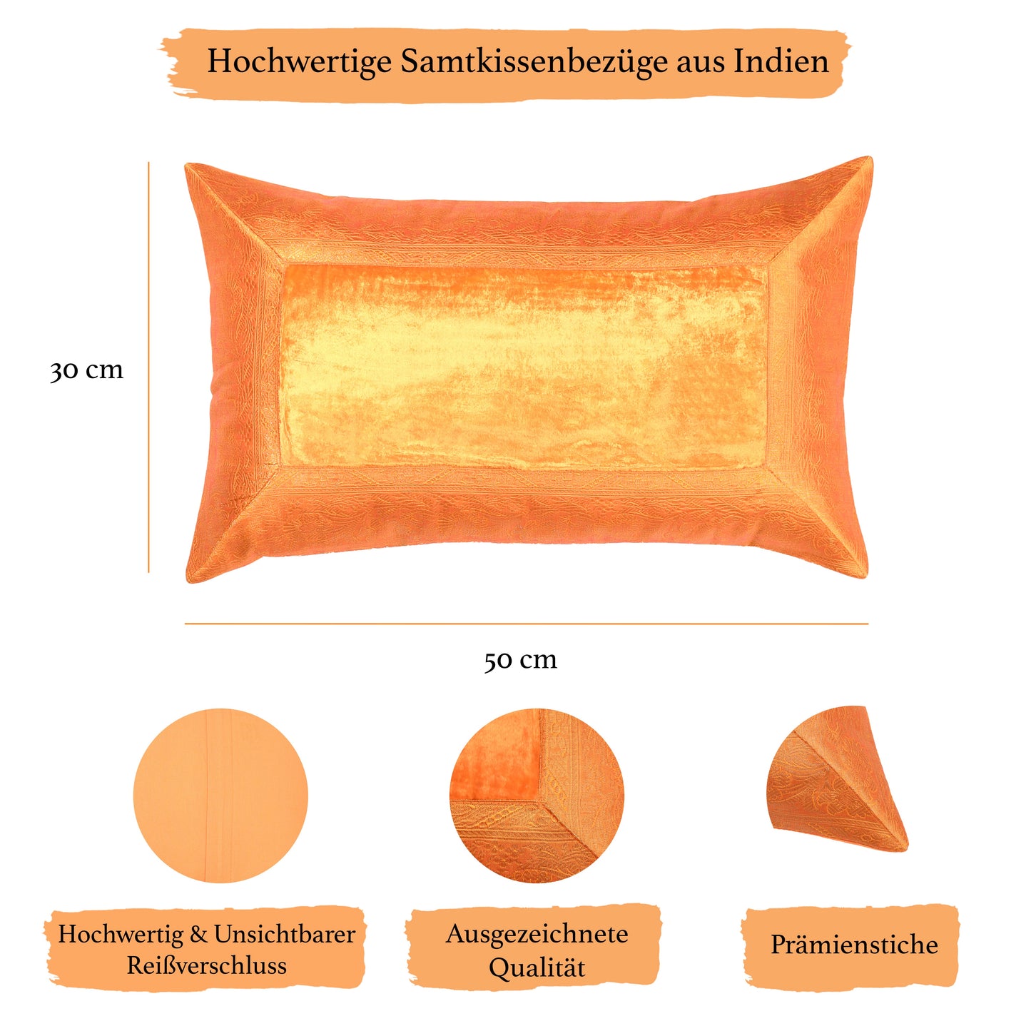 Orientalische Kissenbezüge aus Baumwolle Samt und Brokat 30 x 50 cm-Aga's Own