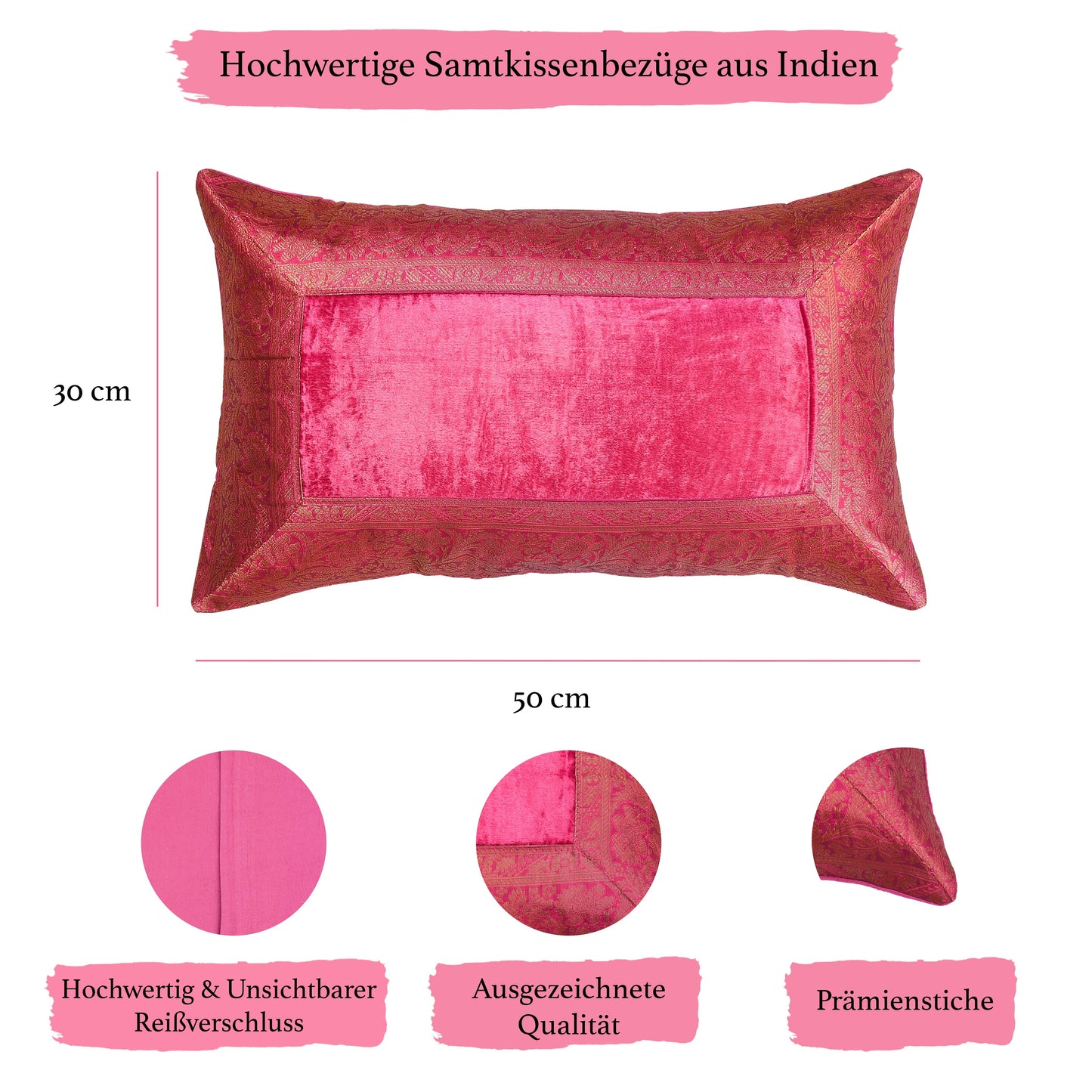 Orientalischer Kissenbezug 30x50 aus Brokat Samt und Baumwolle-Aga's Own
