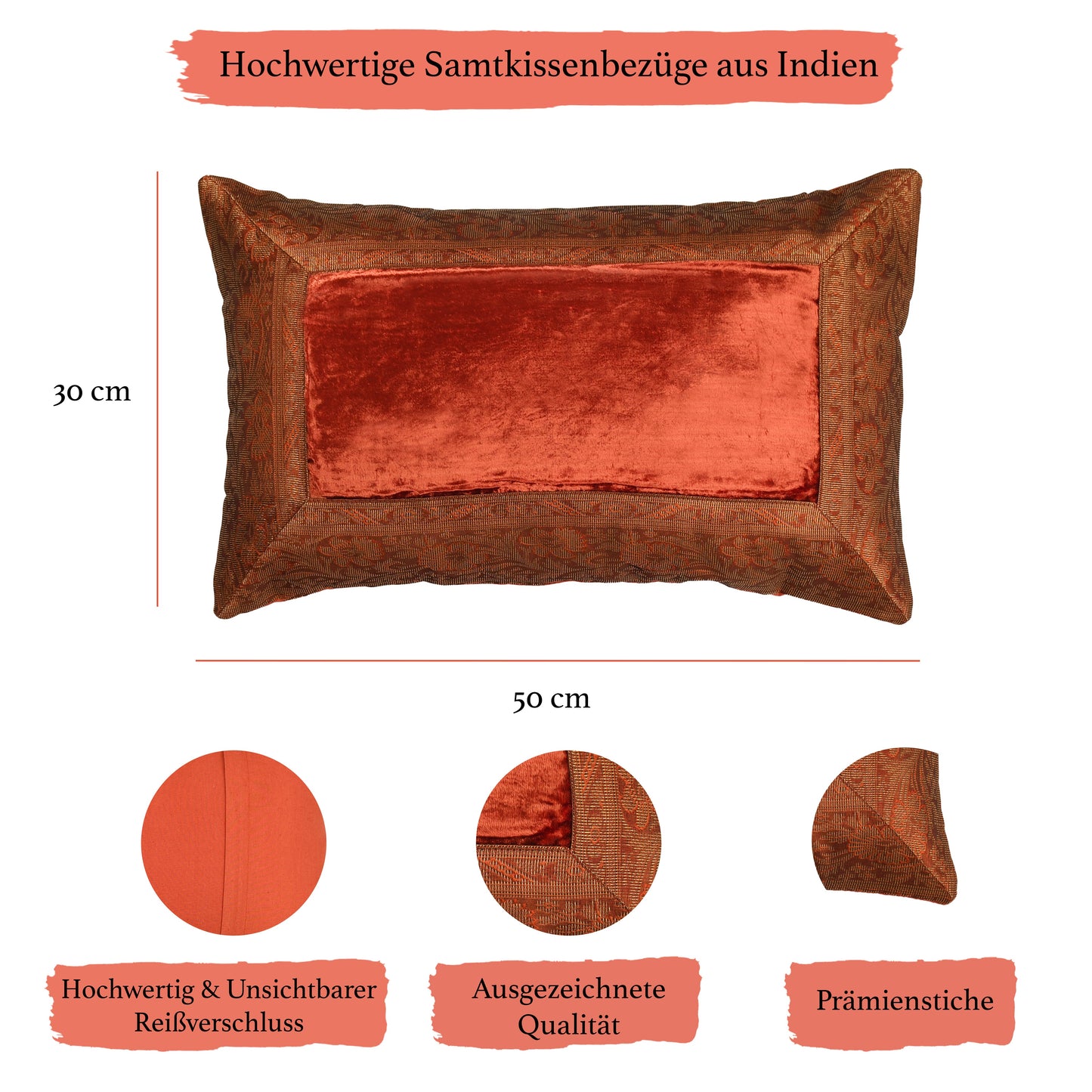 Orientalische Kissenbezüge aus Baumwolle Samt und Brokat 30 x 50 cm-Aga's Own