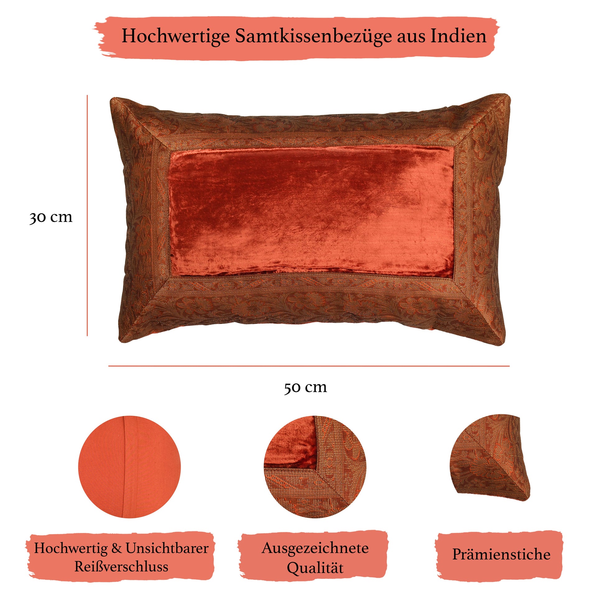 Orientalische Kissenbezüge aus Baumwolle Samt und Brokat 30 x 50 cm-Aga's Own