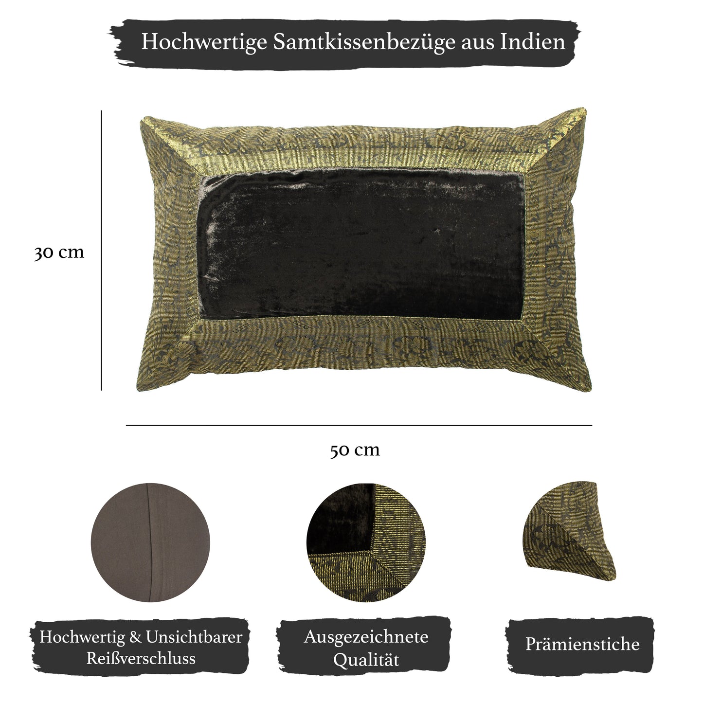 Orientalischer Kissenbezug 30x50 aus Brokat Samt und Baumwolle-Aga's Own