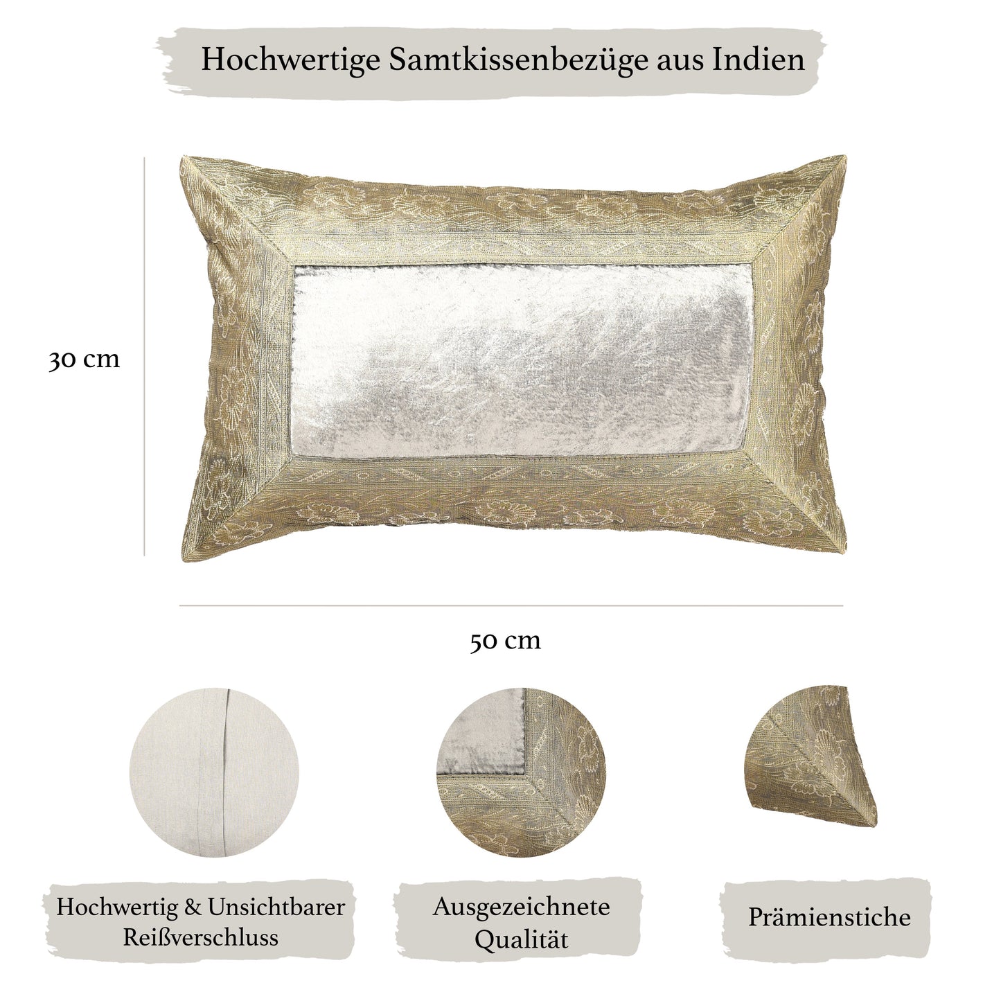 Orientalischer Kissenbezug 30x50 aus Brokat Samt und Baumwolle-Aga's Own