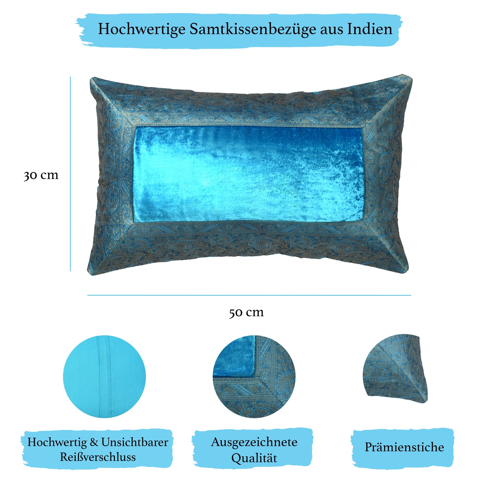 Orientalischer Kissenbezug 30x50 aus Brokat Samt und Baumwolle-Aga's Own
