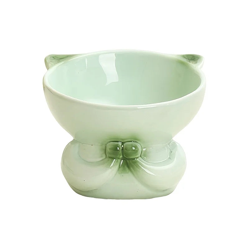 Erhöhte Keramik Katzenschüssel mit Halsschutz 300ml Futter Trinknapf