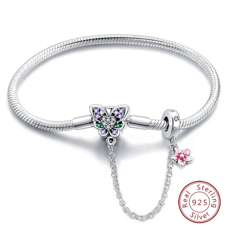 Armband Silber 925 mit Stern Mond Sonne und Grünem Zirkon Charm