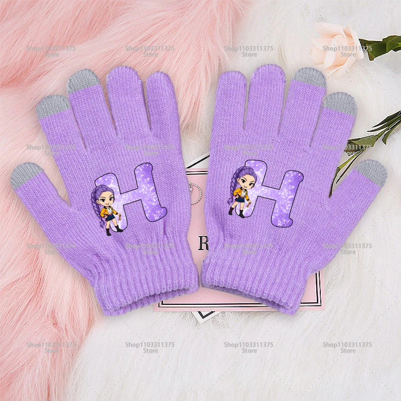 Modische Fünf Finger Handschuhe mit Anime Design und Touchscreen