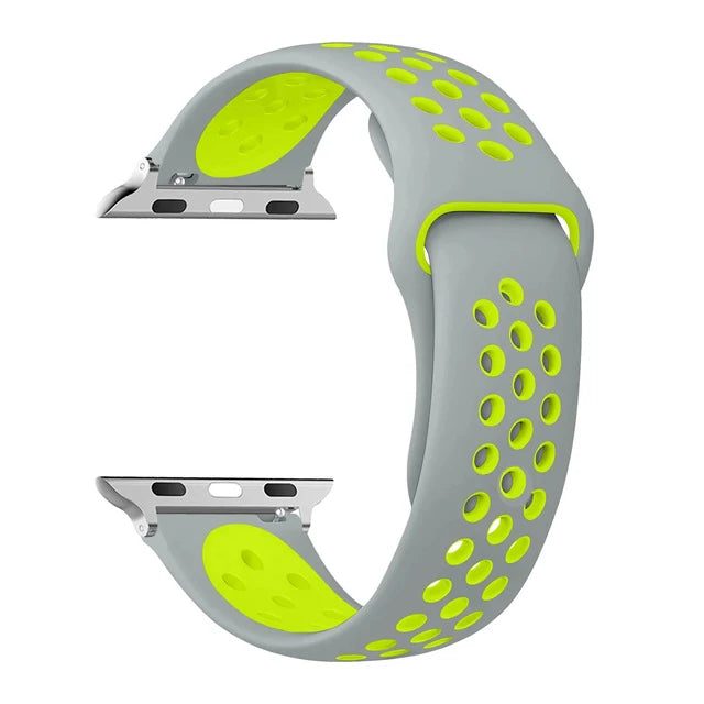 Atmungsaktives Silikon-Sportarmband kompatibel mit Smartwatch 38-49 mm