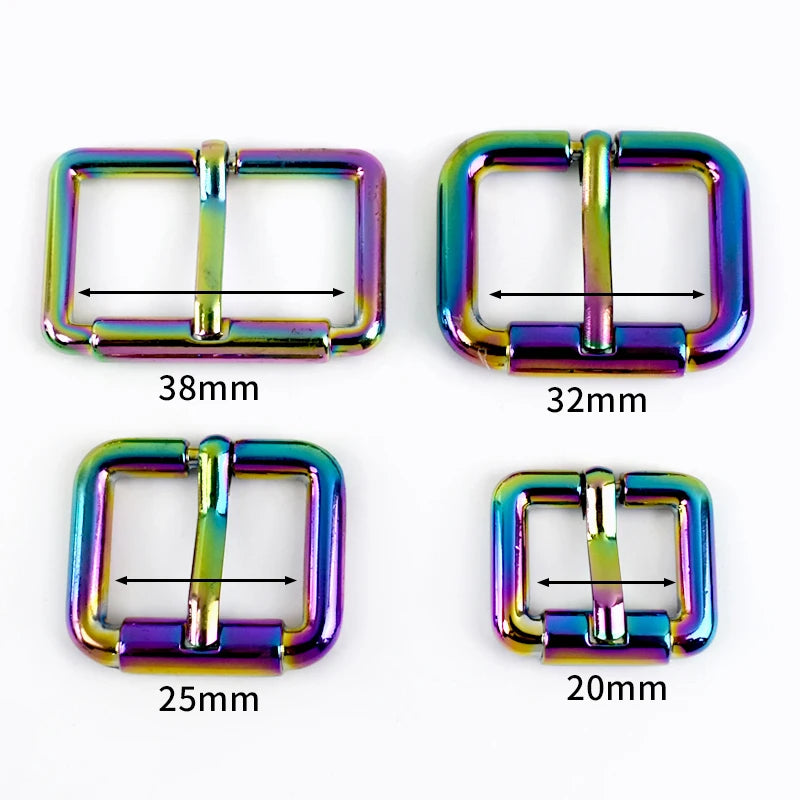 10er Set verstellbare Regenbogen Metallschnallen für Taschen und Gürtel