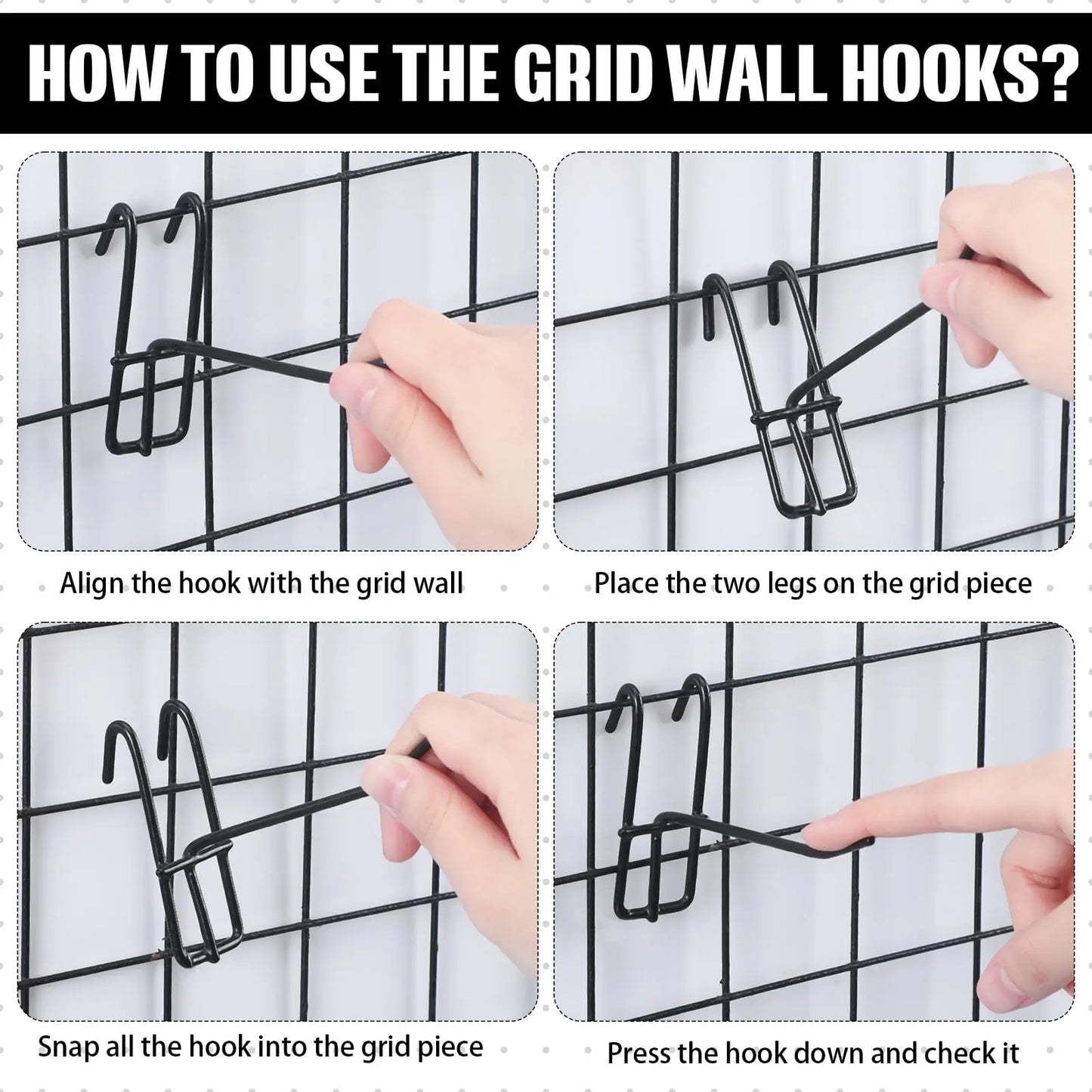 Mesh Gitterhaken Set Robuste Display Haken für Wandaufbewahrung Garage