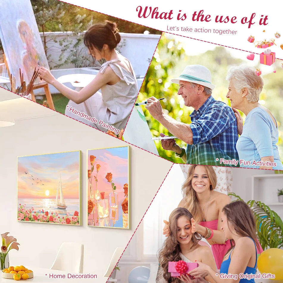 Malen nach Zahlen Leinwand Landschaft DIY Acrylfarbe Kunstwerk Set