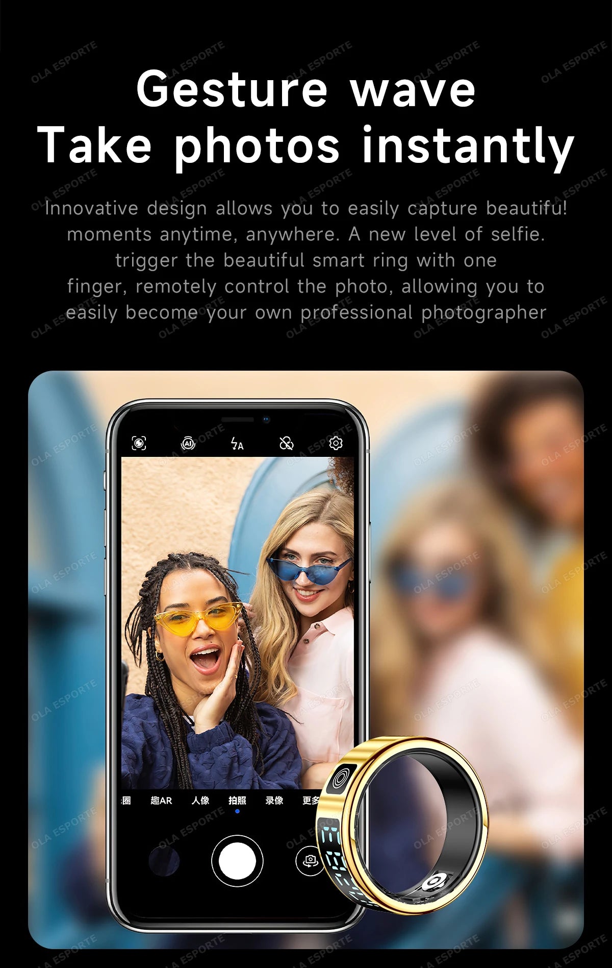 Wasserdichter Smart Ring mit Display und Gesundheitsmonitor