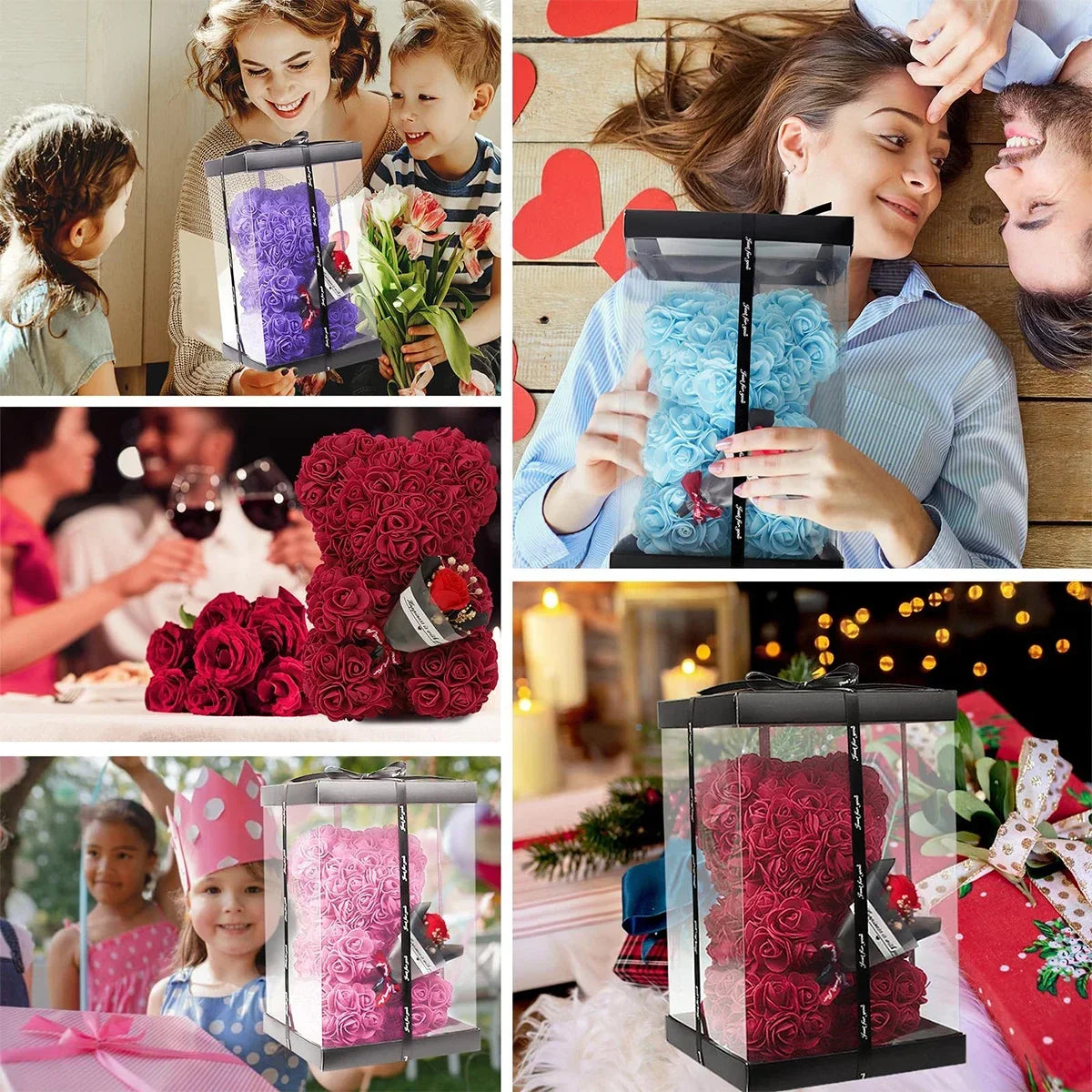 Ewige Rose Teddybär 25m Künstliche Blumen Geschenk und Dekoration-Yabubest - Home & More