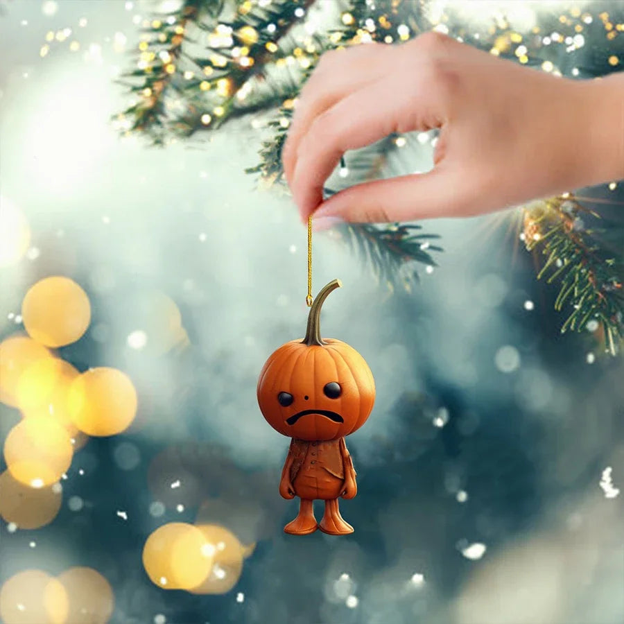 Farbenfrohe Acryl Anhänger Kürbis Motiv für Halloween und Thanksgiving