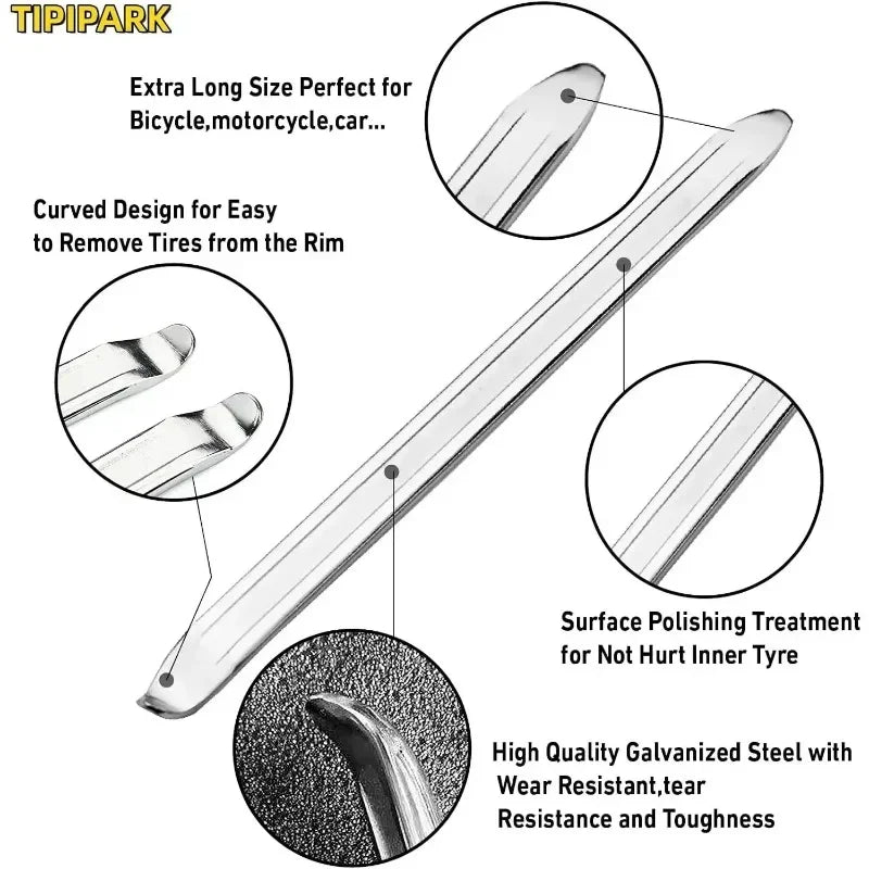 Robustes 3er Reifenlöffel-Set 30cm aus Stahl – schonend - langlebig Silber