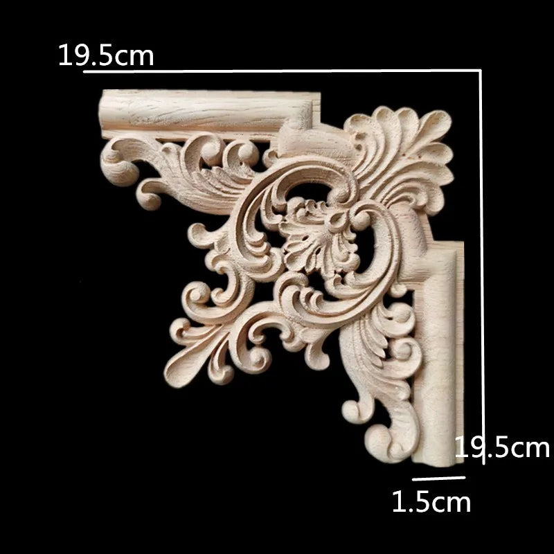 Holz Eckapplikation für Möbel & Heimdekoration, floral geschnitzt