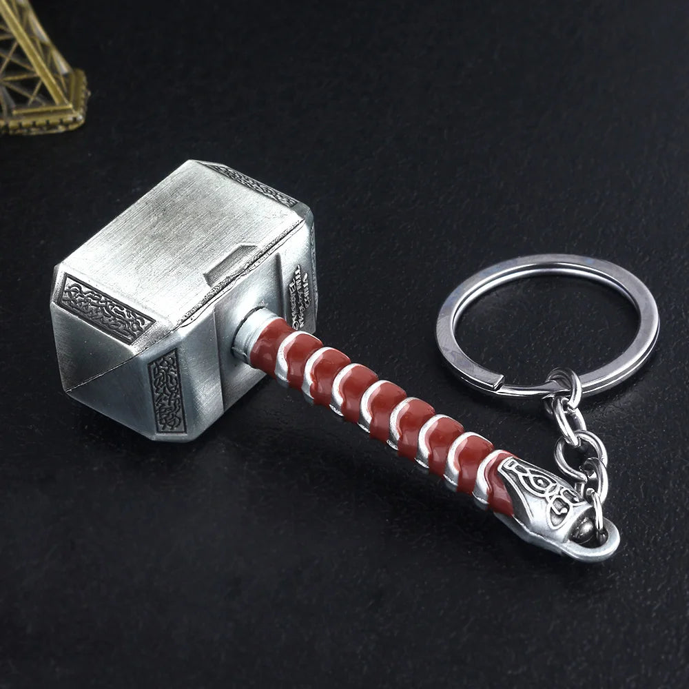 Robuster Thor Hammer Schlüsselanhänger aus silberner Zink-Legierung – stylisches Fan-Accessoire