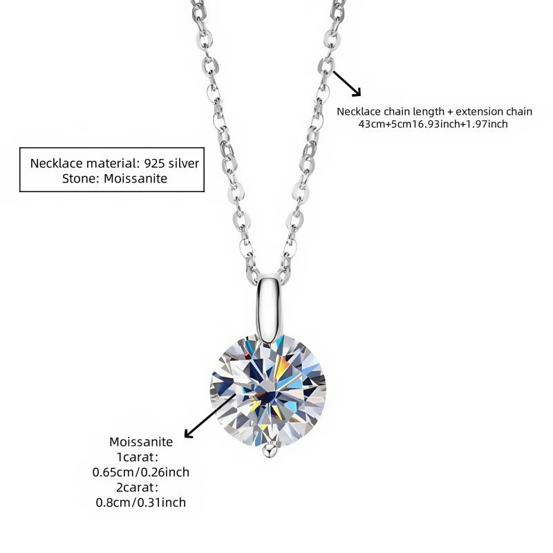Modische 925 Silber Moissanit Halskette für Paare und Frauen