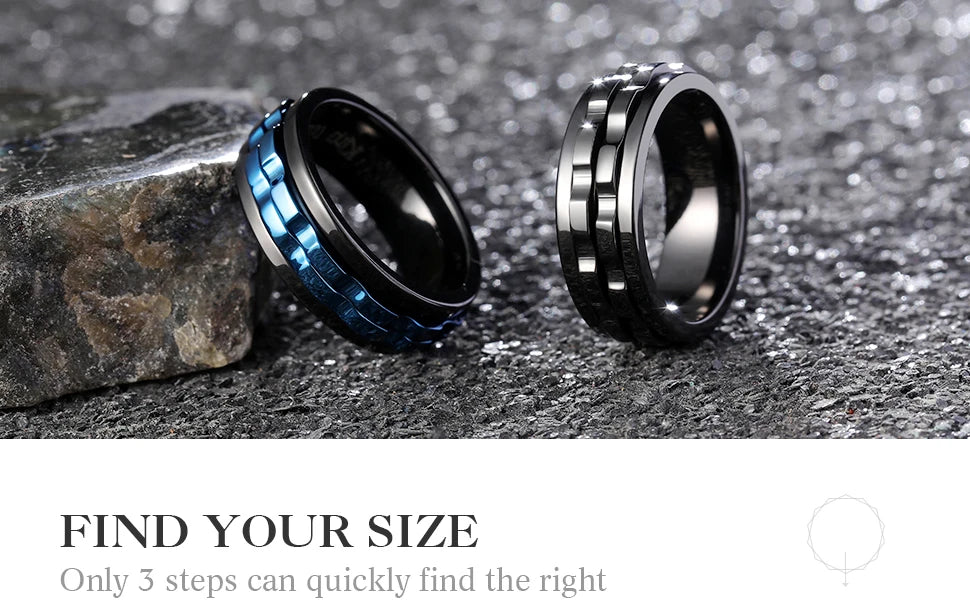 Drehbarer Edelstahl Ring mit Ketten Design für Herren