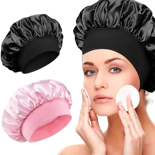 Seidensatin Hauben für Damen und Herren mit elastischem Band für lockiges Haar