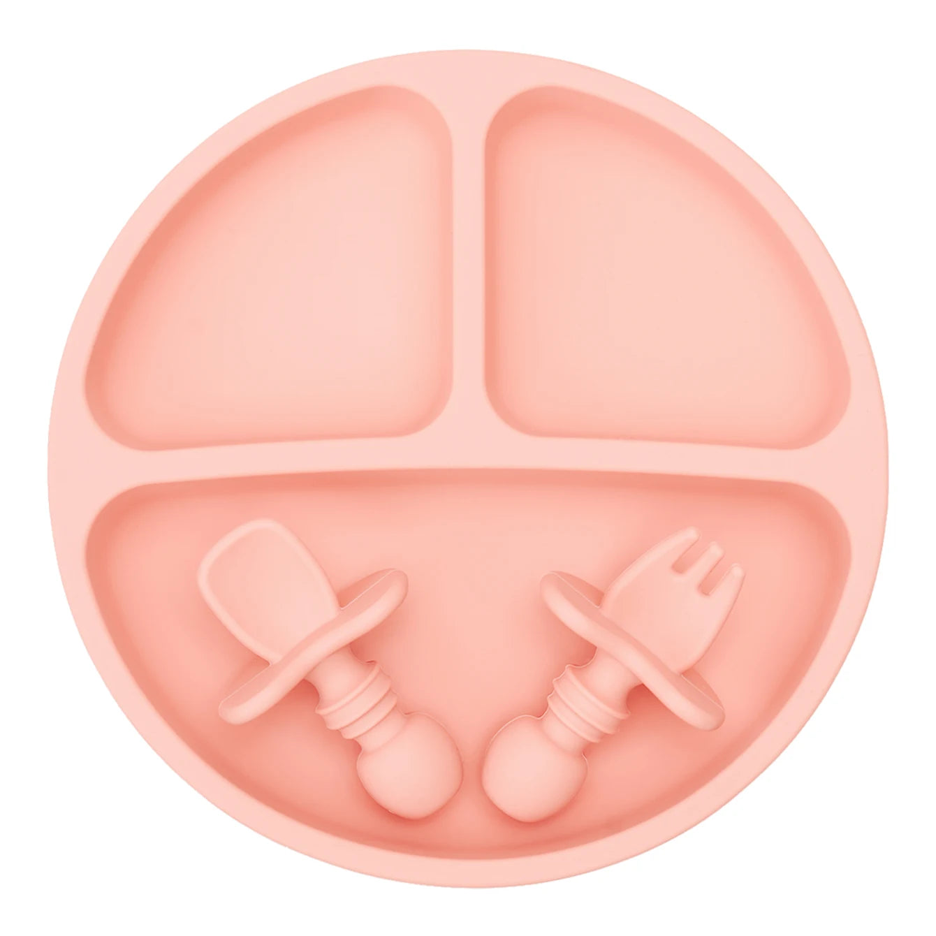 3-teiliges BPA-freies Silikon Baby Geschirrset mit Saugteller und Besteck