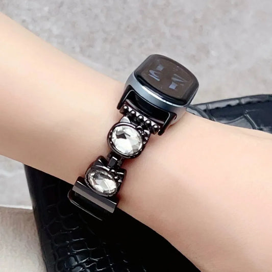 Elegantes Leder Metall Armband f. Smart Band 8 9 10 Damen Ersatzband